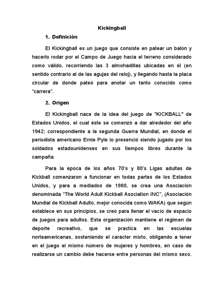 Medidas y reglas del Kickingball | PDF