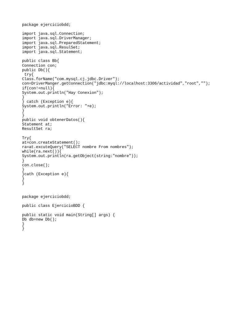 Coneccioon SQL en Java PDF