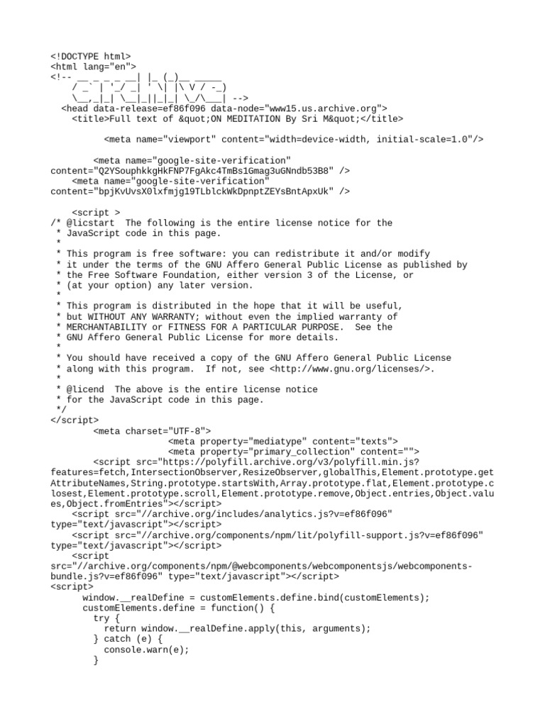 On Meditation - Sri M | PDF | Computing | Internet