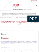 Sample Letters On Various Topics For The CEFR A2 - IFU Sprachschule