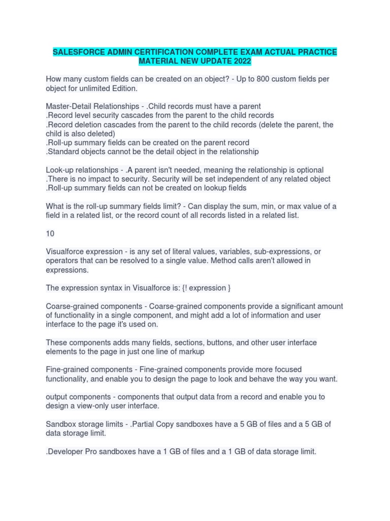 Salesforce Admin Certification Guide 2022 | PDF | Cloud Computing ...