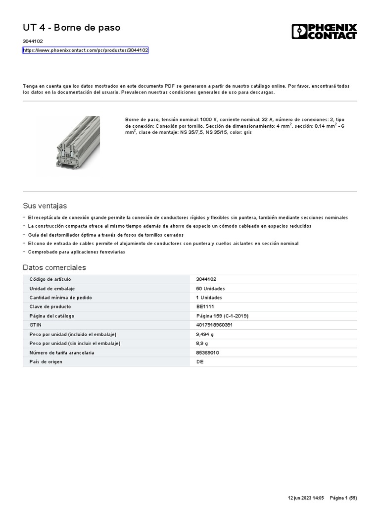 Phoenix Contact 3044102 Es | PDF | Tornillo | Ciencias fisicas