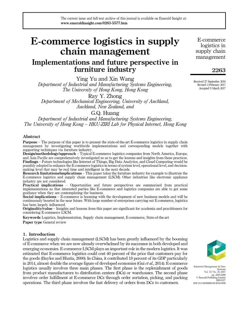 E-Commerce Logistics in Supply Chain Management Implementations and ...