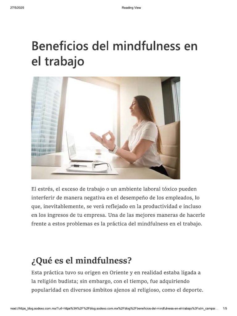 Beneficios Del Mindfulness en El Trabajo | PDF