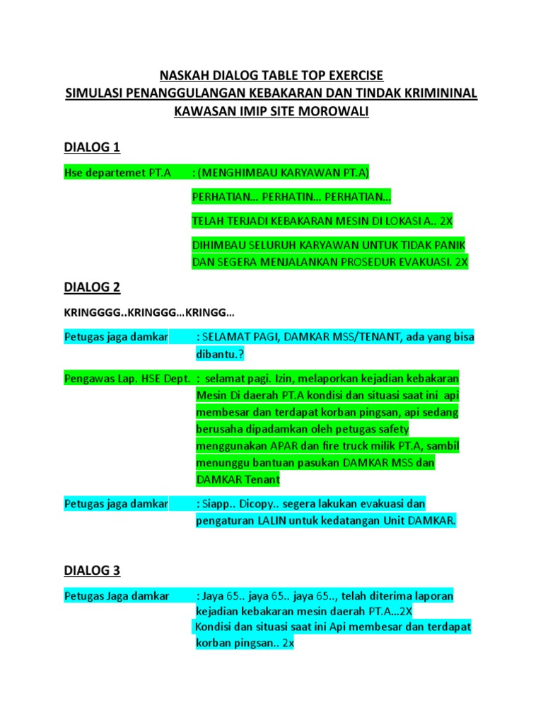 Naskah Dialog Tabletop Exercise PDF