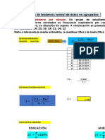 Plantilla Excel Ejemplo Semana 9 y 10 Media, Mediana y Moda y Varianza y Derviacion Estandar. Desarrollado