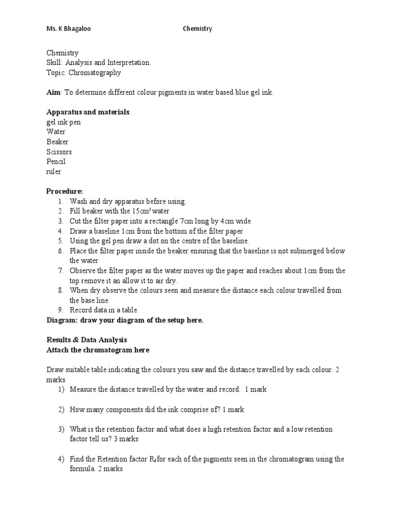 Chromatography Lab PDF