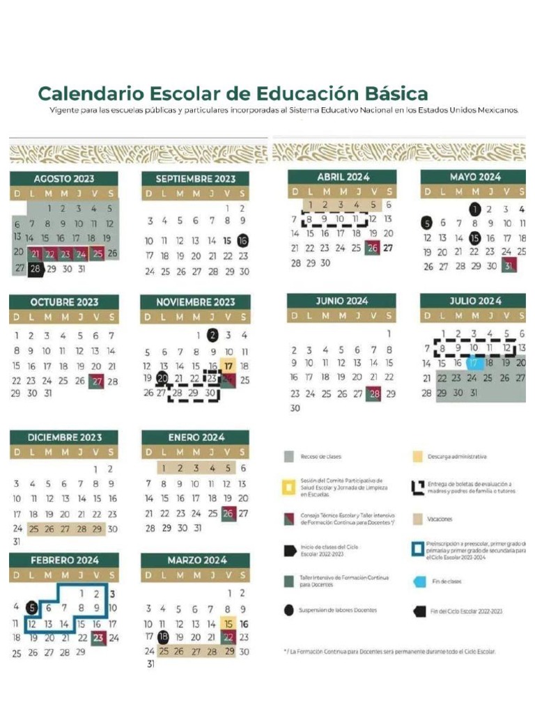 Propuesta De Calendario Ciclo Escolar SEP 20232024 PDF