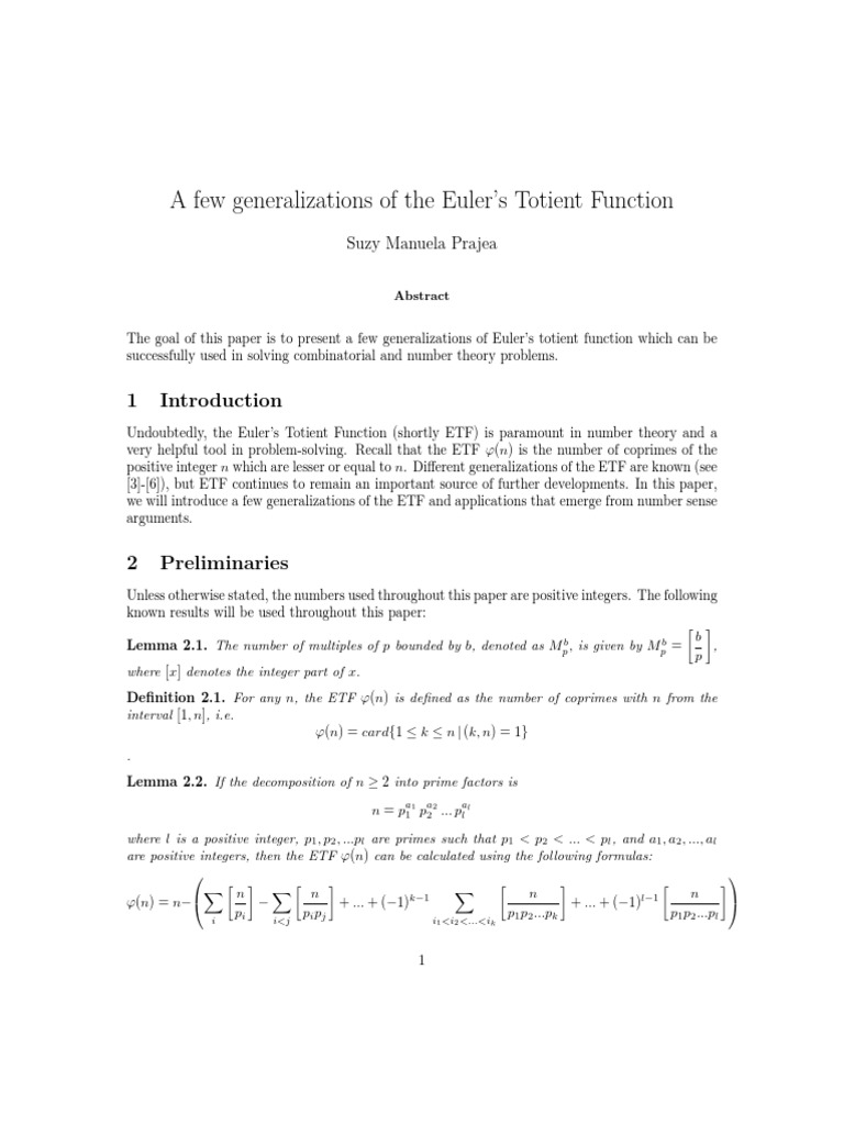 Mr 1 2023 eulers totient function pdf arithmetic elementary