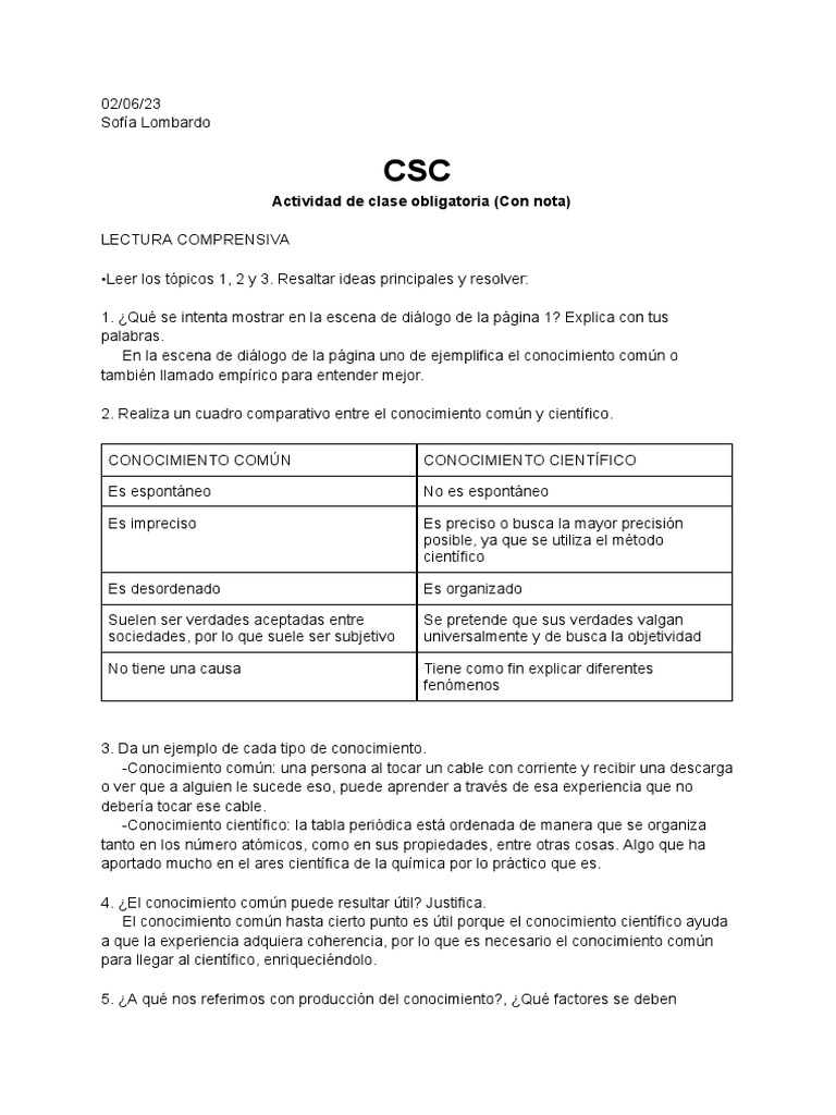 Conocimiento Común Vs Científico PDF