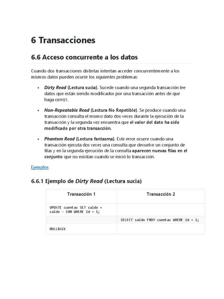 Guía Práctica de Control de Concurrencia | PDF | SQL | Recuperación de ...