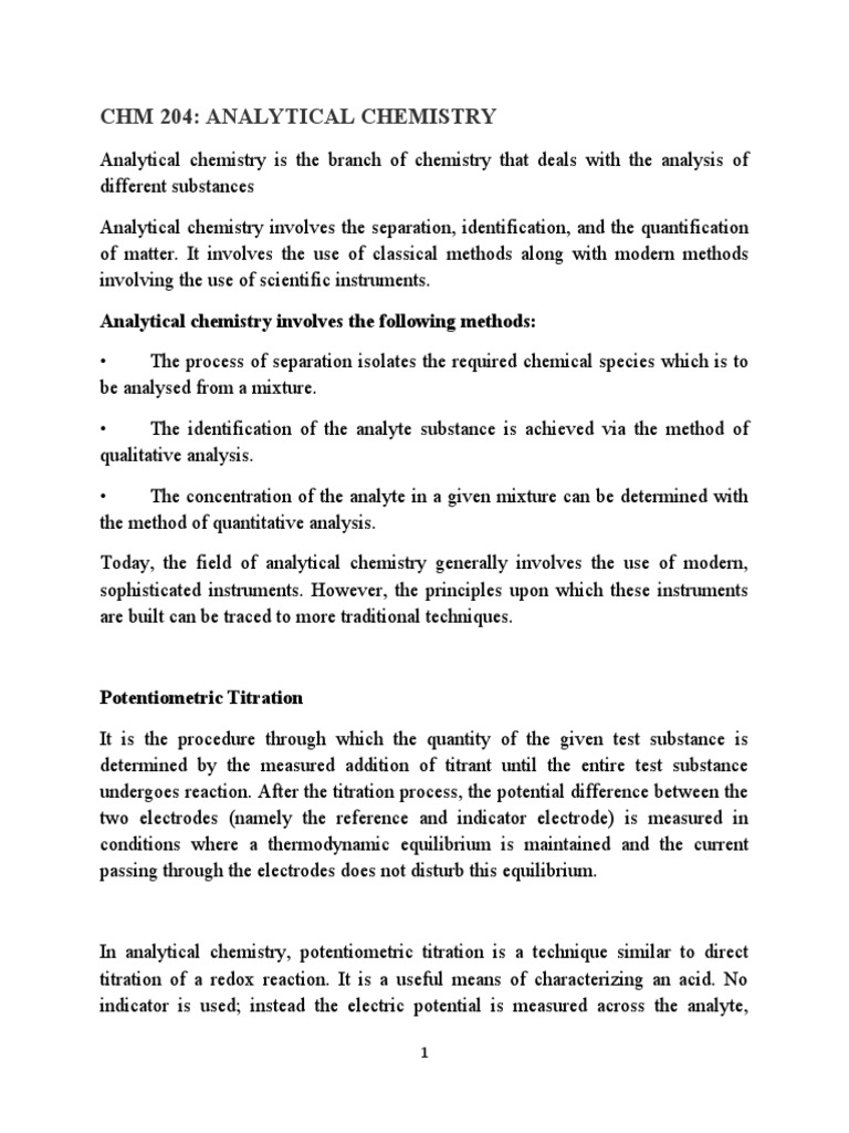CHM 204 LECTURE NOTE FINAL PDF Gas ChromatographyMass Spectrometry