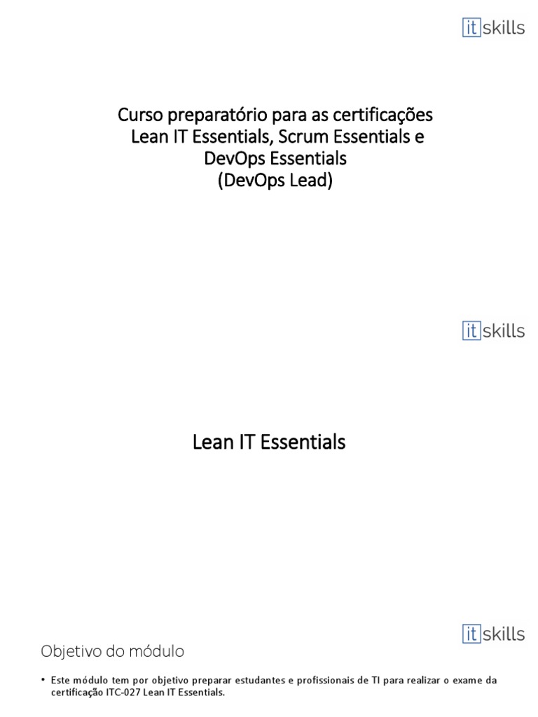 Material Curso Preparatório para As Certificações Lean IT Essentials ...