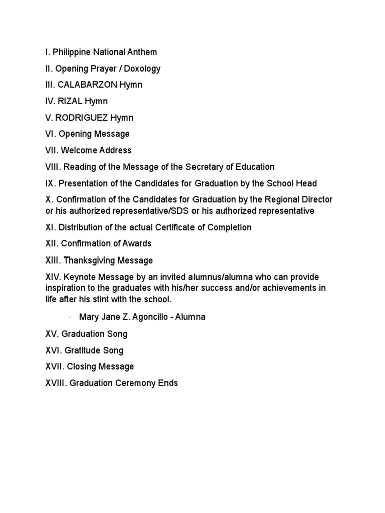 Graduation program pdf