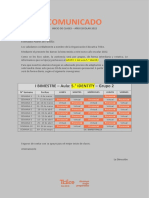 Comunicado - Inicio de Clases Año Escolar 2022 - Grupo 2 - 5.° Identity