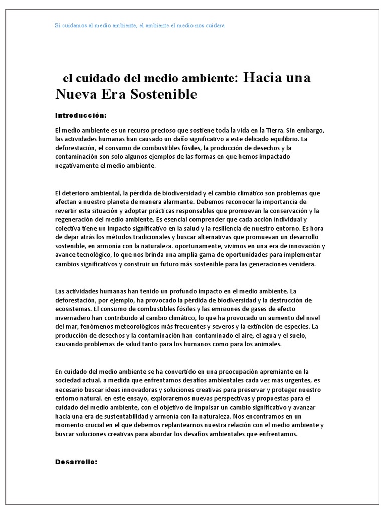 el cuidado del medio ambiente (2) | PDF | Entorno natural | Sustentabilidad