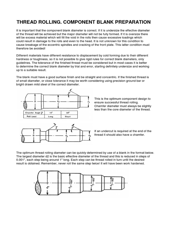 Thread Rolling Blank Preparation PDF