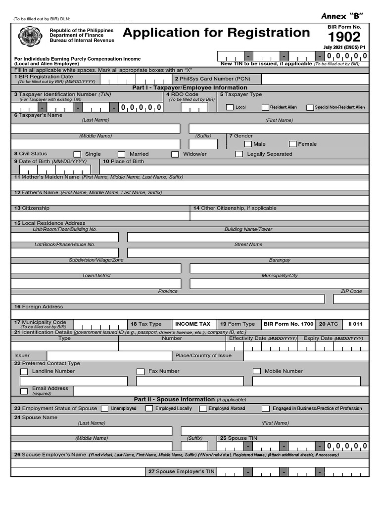 Bir form 1902 new version pdf identity document employment