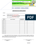 ISAAL Science Challenge 2022 Certificate of Enrollment