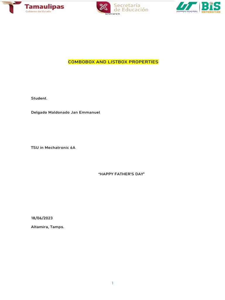 COMBOBOX AND LISTBOX PROPERTIES PDF