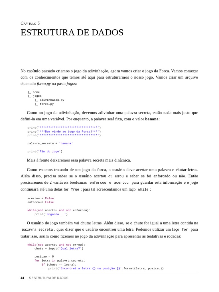 Criando Jogo da Forca em Python | PDF | Python (linguagem de ...