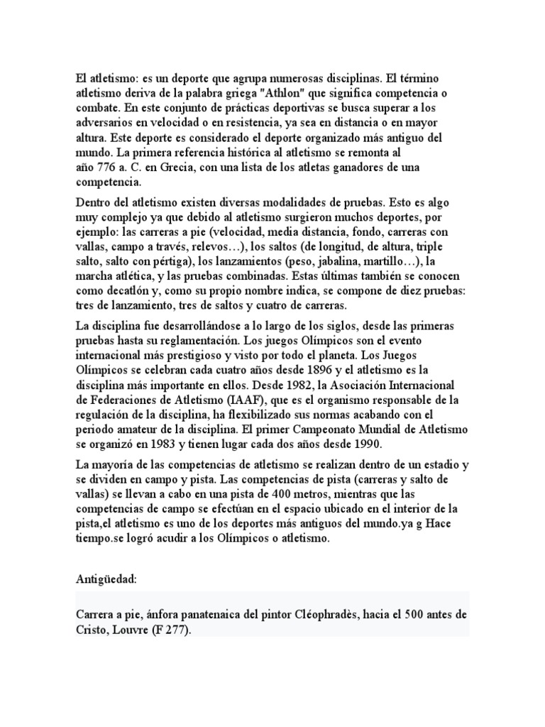 10 Disciplinas del Atletismo | PDF | Deporte del atletismo | Deportes ...