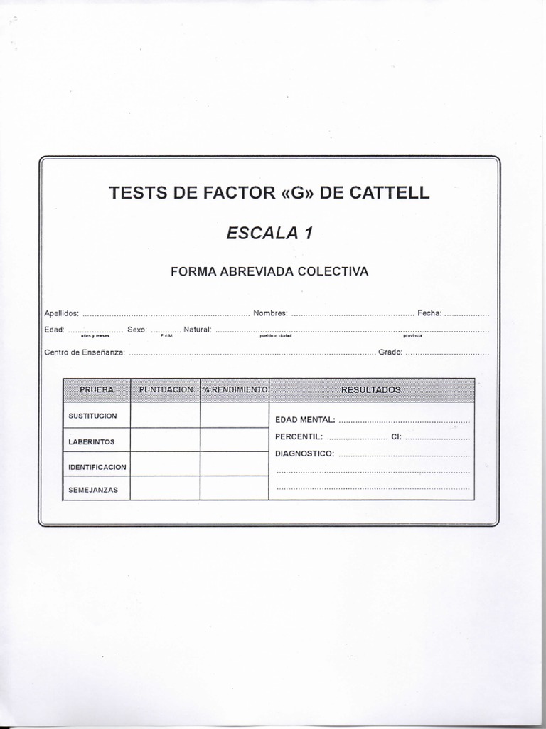 CATTELL 1 Cuadernillo de Aplicación | PDF