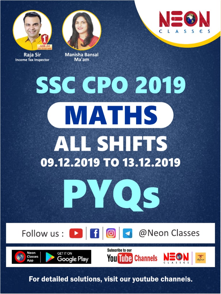 SSC Cpo 2019 Maths All 8 Sets 400 Pyq | PDF