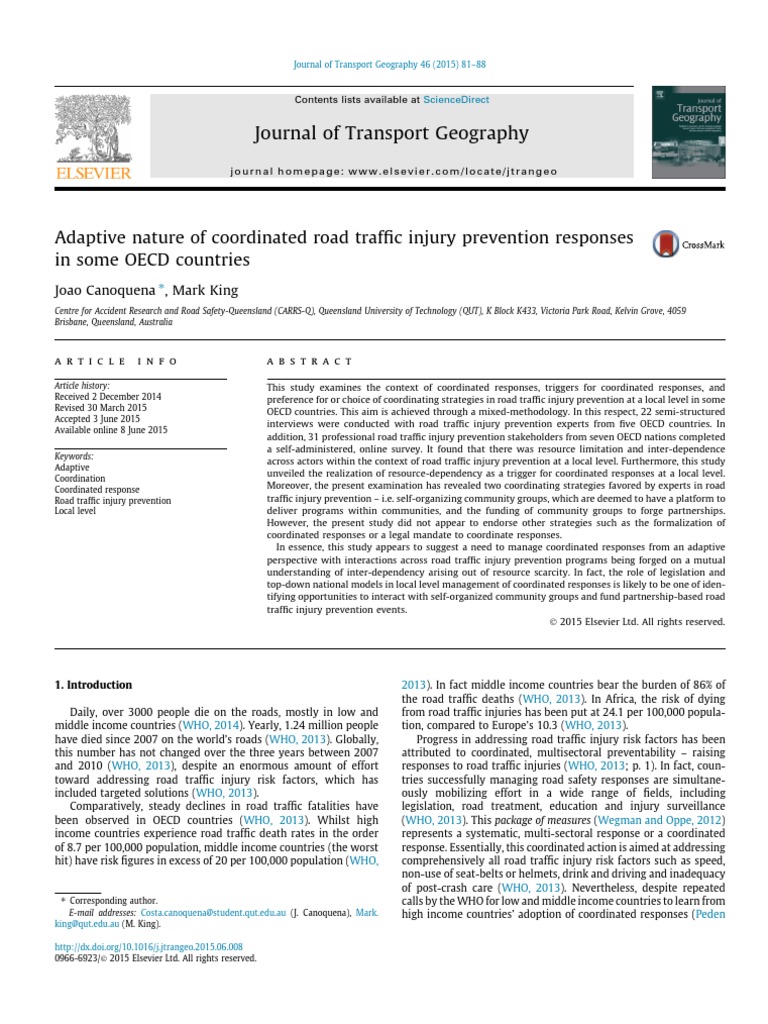 Road Traffic Injury Prevention PDF Qualitative Research Sampling