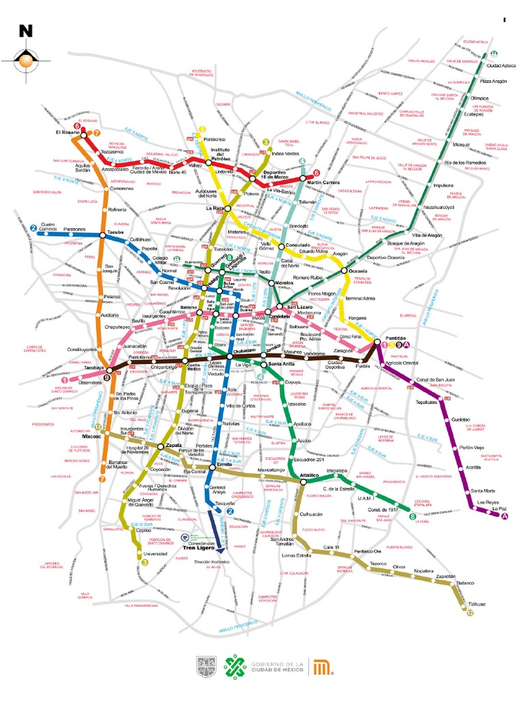 PDF Líneas Del Metro - Mapa Con Estaciones y Calles de La CDMX ...