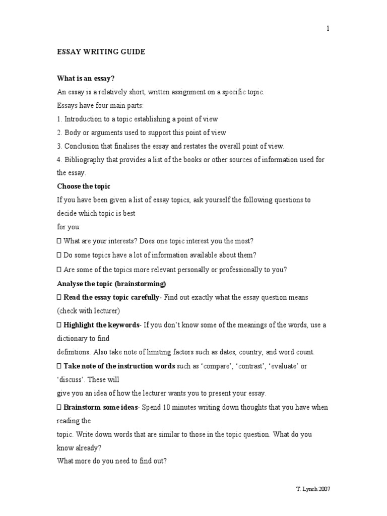 Essay Writing Guide | PDF | Essays | Libraries