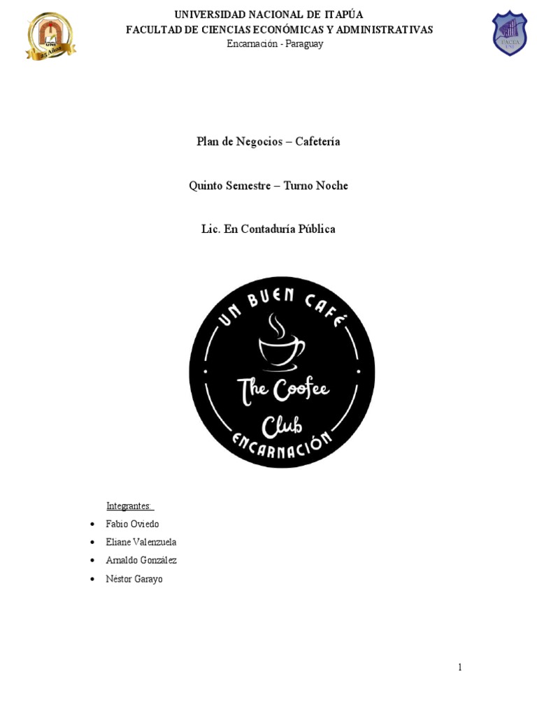 Plan de Negocios para Cafetería | PDF