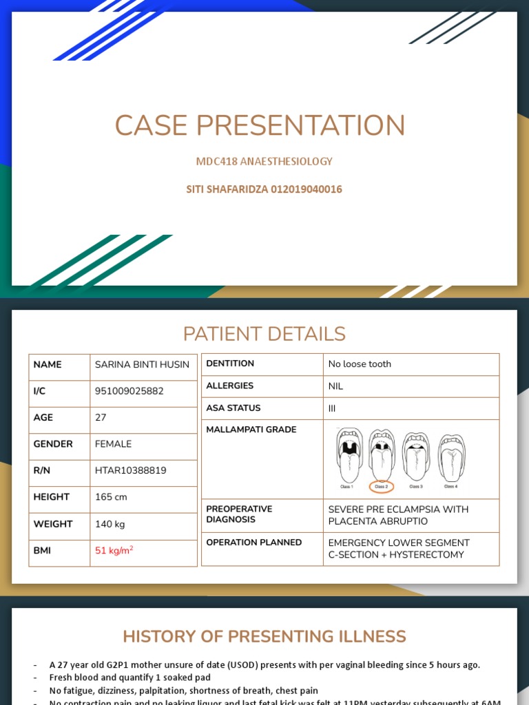 Anesthesiology Case Presentation PDF