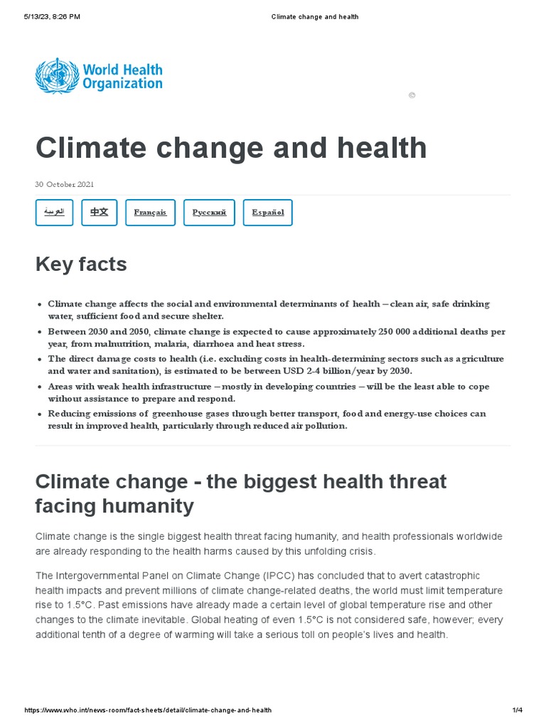 Climate Change and Health | PDF | Climate Change | Greenhouse Gas