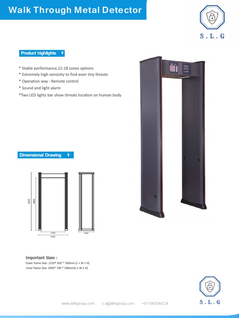 Walk-Through Metal Detector Specs | PDF