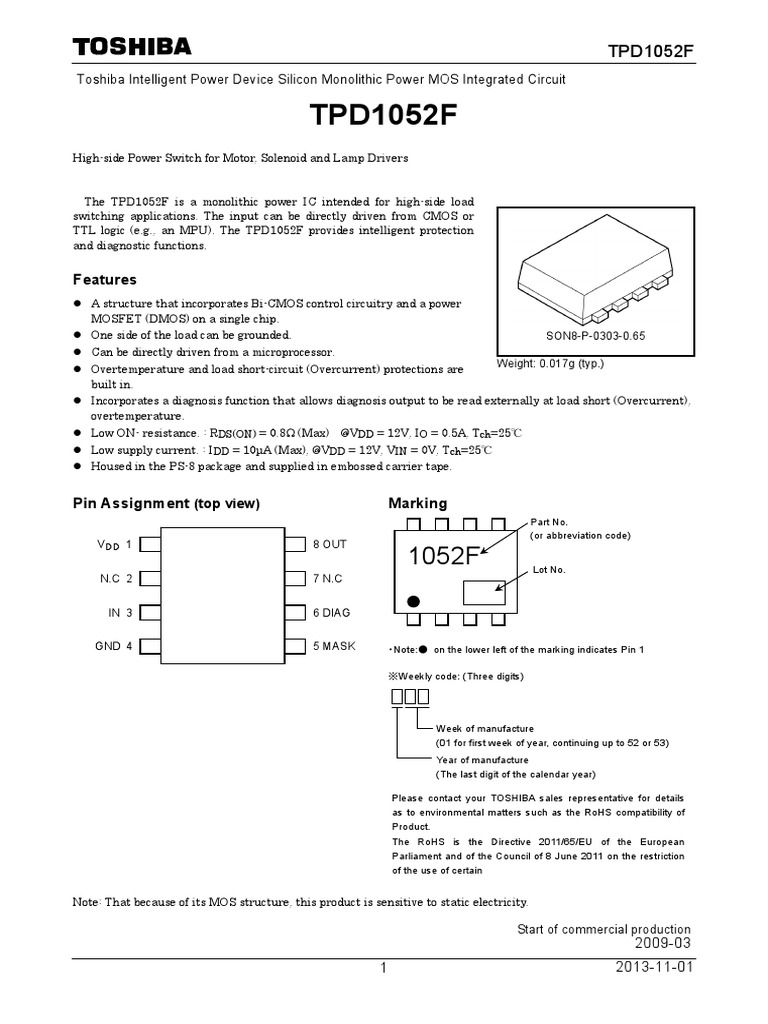 TPD1052F Power MOS Integrated Circuit PDF