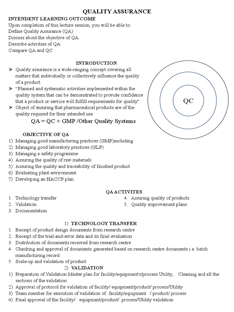 Quality Assurance and Control Overview | PDF