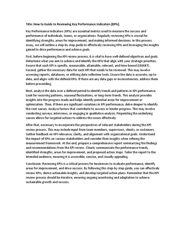 Process essay kpi s pdf