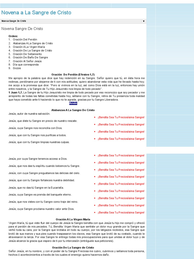 Novena A La Sangre de Cristo - Novena Sangre de Cristo | PDF ...