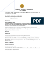 Temporary Lecturer, Temporary Demonstrator - How To Apply & Qualifications - UOK - WWW - Gazette.lk