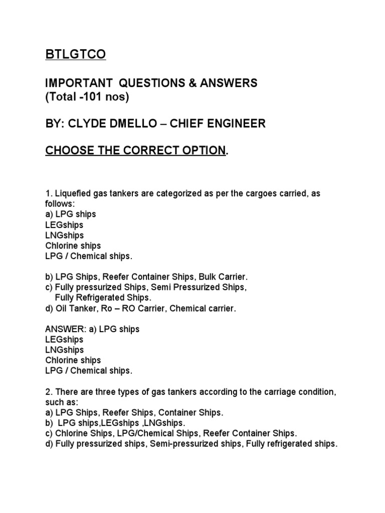 LPG and Tanker Safety Q&A Guide | PDF | Liquefied Petroleum Gas ...
