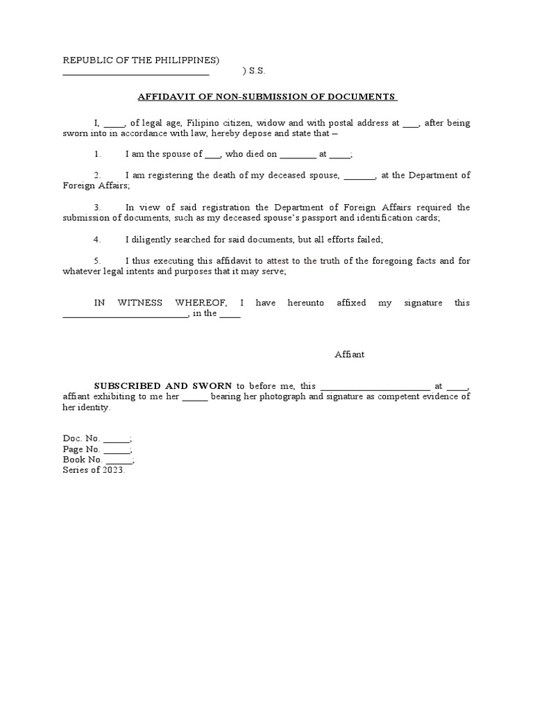 Affidavit of Non-Submission of Documents | PDF