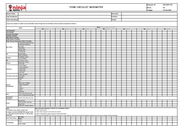 Form Checklist BAROMETER 2023 PDF