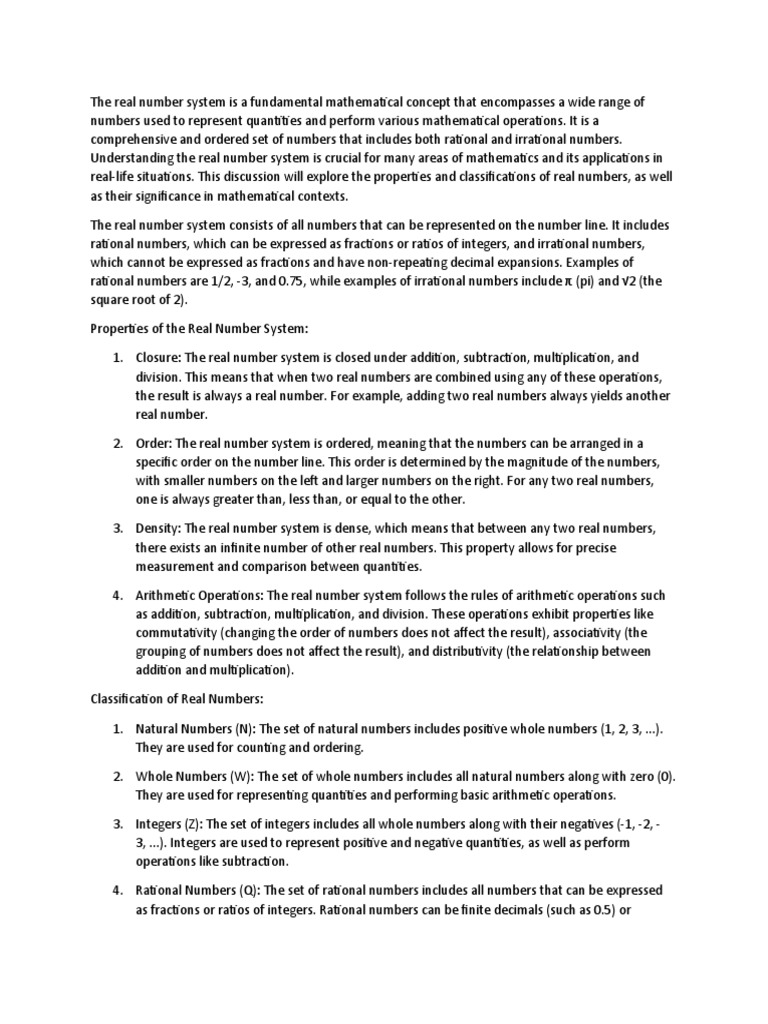 Real number system pdf numbers real number