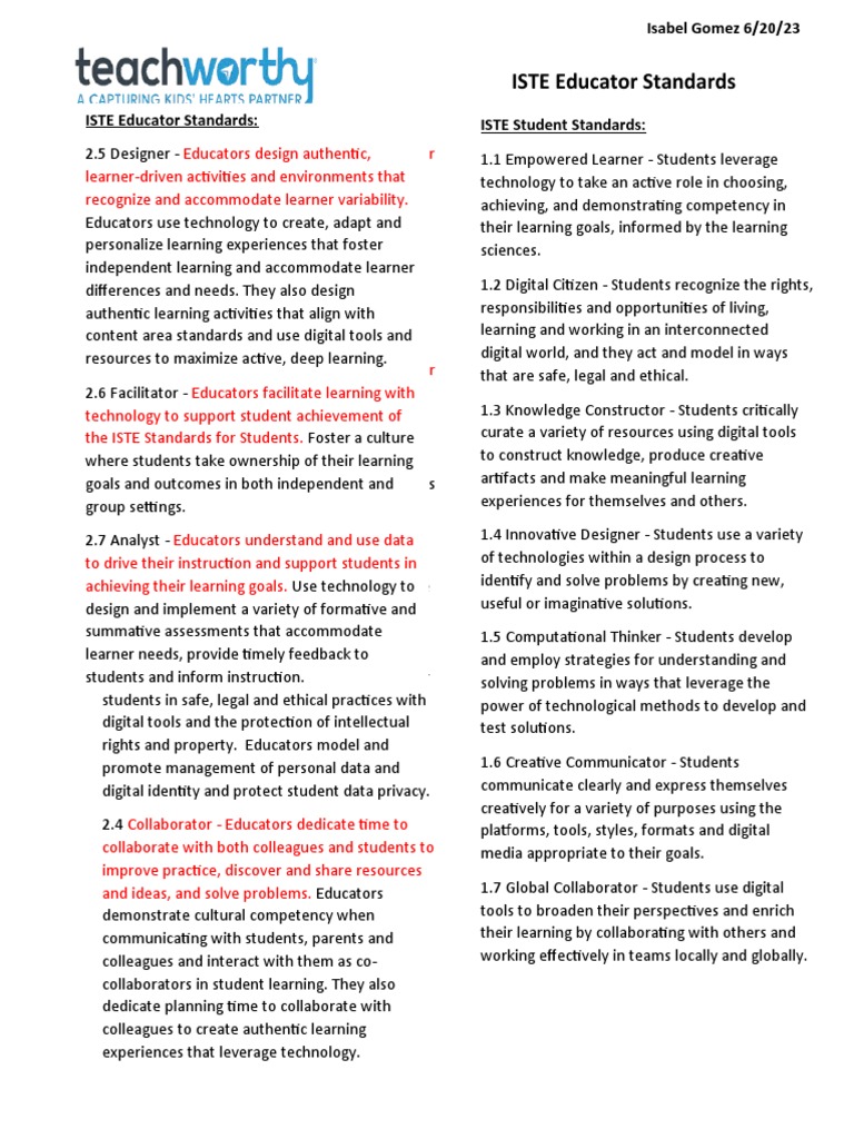 Educator Iste Standards-1 | Download Free PDF | Learning | Cognition