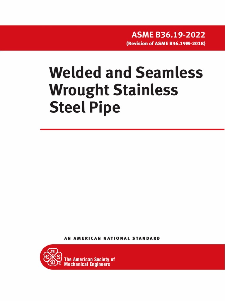 Asme b36 19 2022 download free pdf pipe fluid conveyance