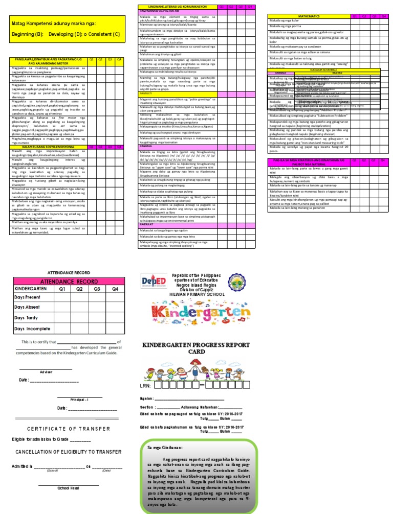 CONTEXTUALIZED KINDERGATENPROGRESS REPORT CARD PDF