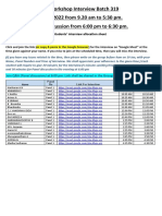 Interview Slots Batch 319 For HRW On 19 Jan 2022