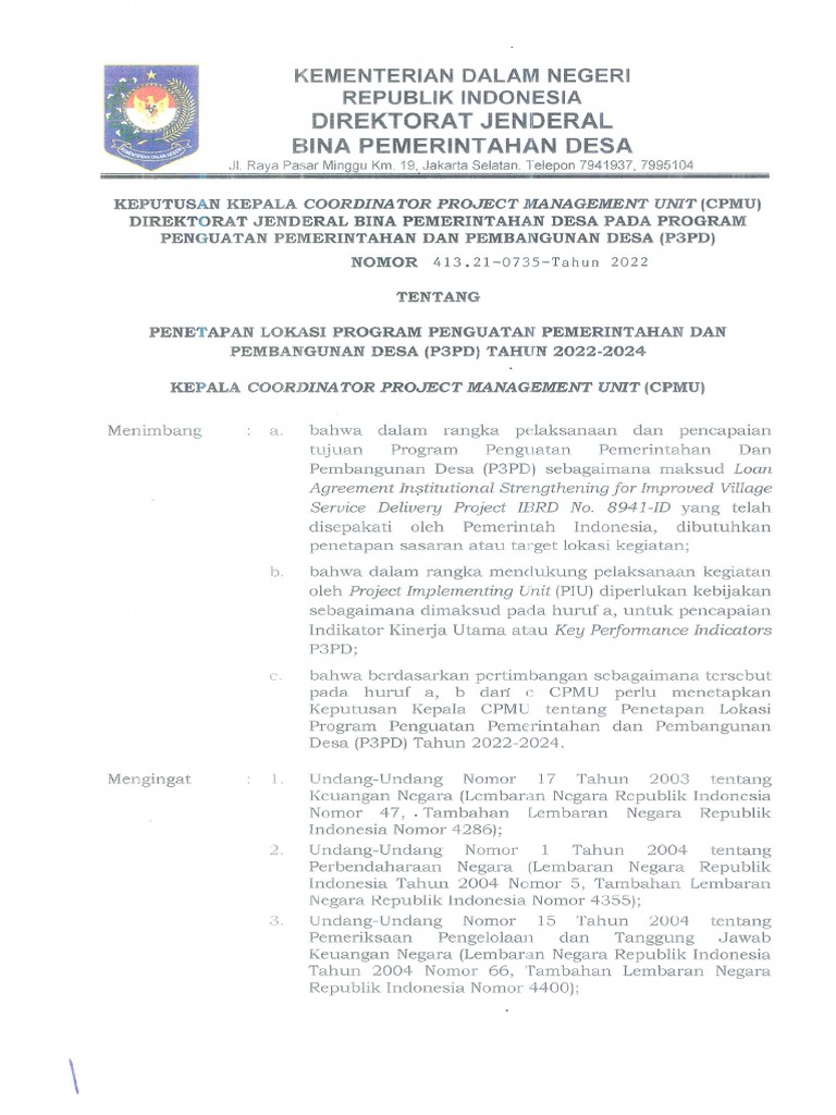 Penetapan Lokasi P3PD | PDF