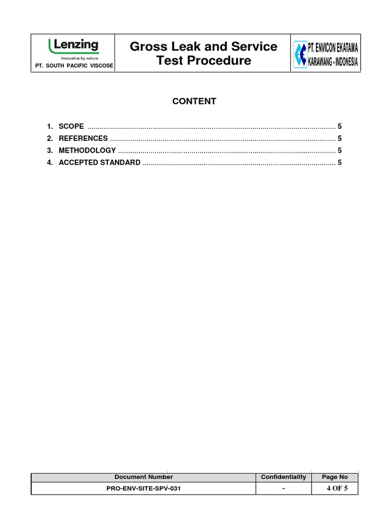 PROEnVSITESPV031_A_IFR_Gross Leak Test and Service Test Procedure